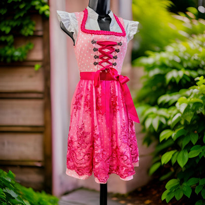 Hot Pink Lace Dirndl Dress Celine