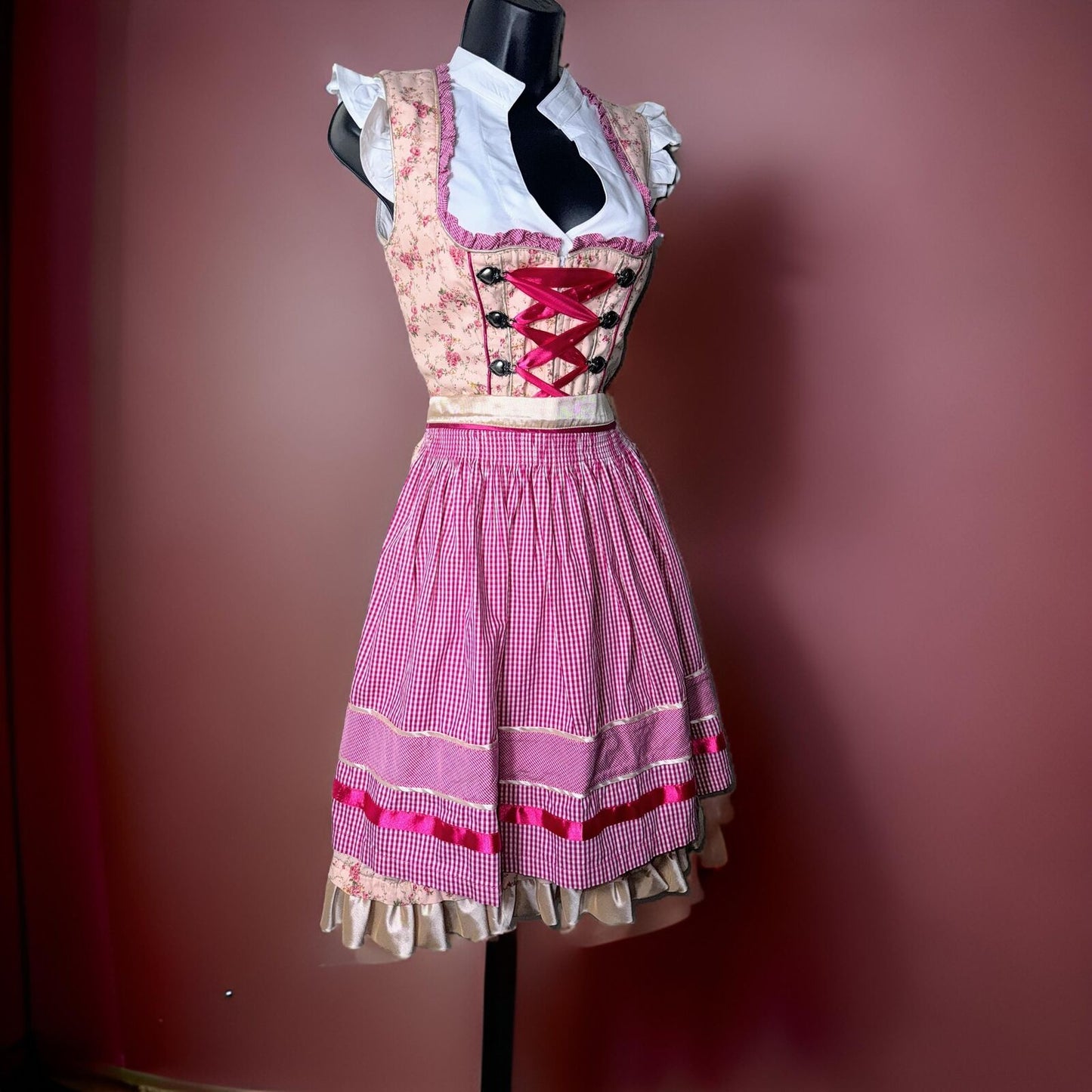 Pink Floral Dirndl Dress Katja