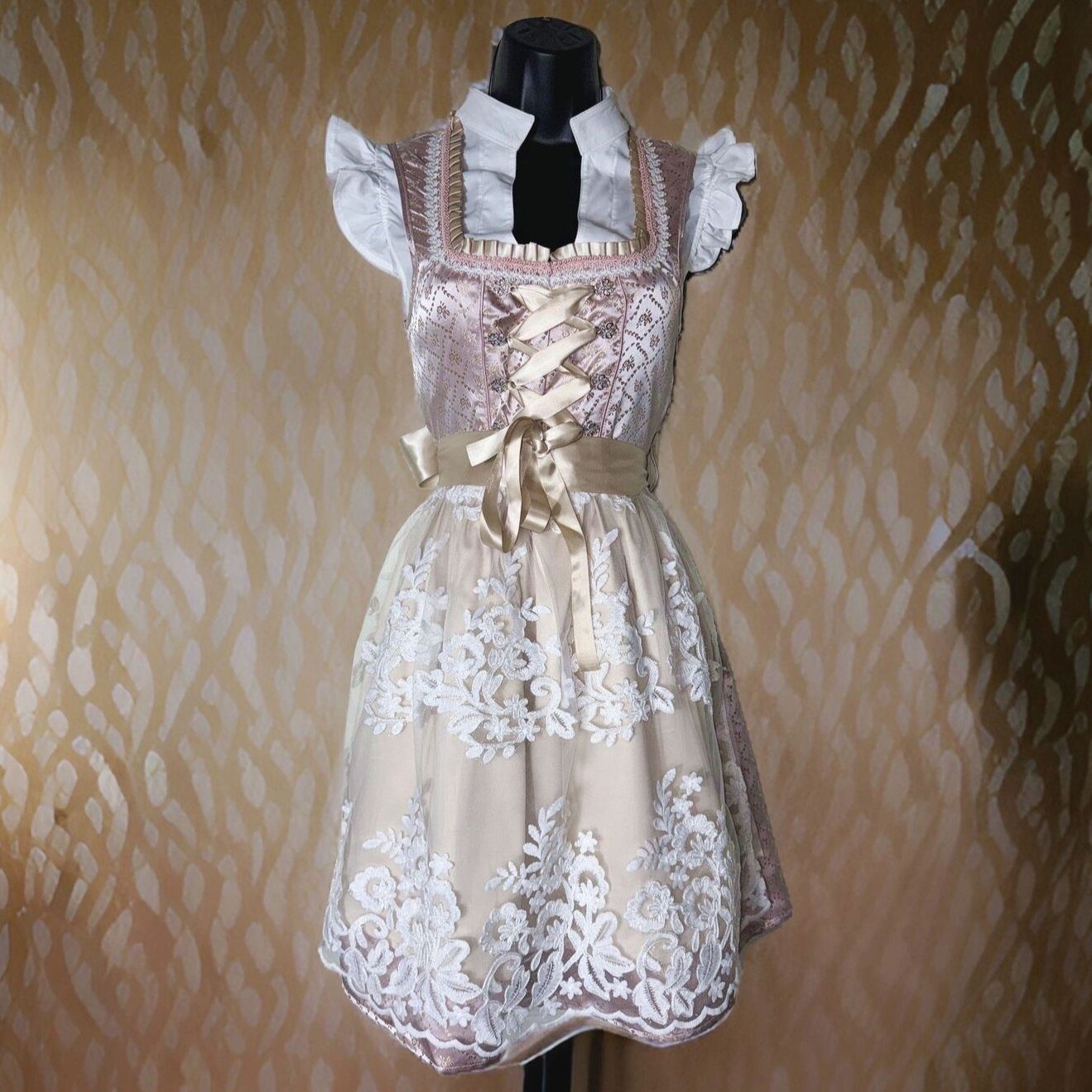 Pink Beige Lace Dirndl Dress Mia