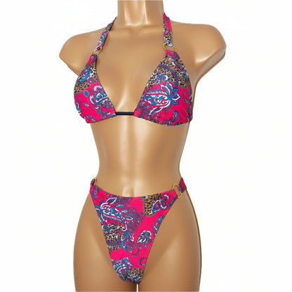 Pink Paisley Bikini Swimsuit Set