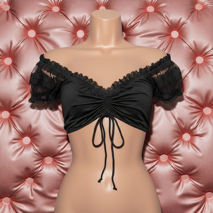 Amelia Ruched Off Shoulder Dirndl Blouse - Black