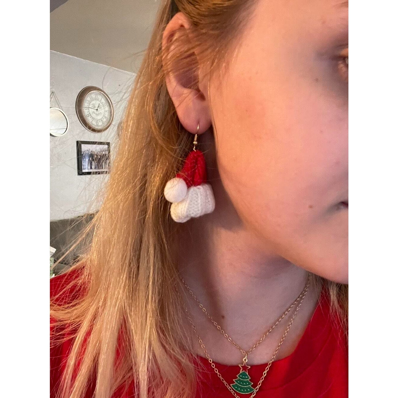 Knit Santa Claus Hat Earrings