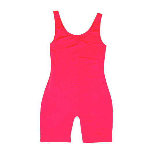 Medium Neon Pink Spandex Romper Unitard