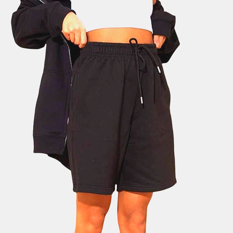 XS Oversized Black Drawstring Shorts