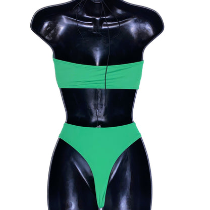 Small Fashion Nova Beach Green Splash 2 Piece Bikini