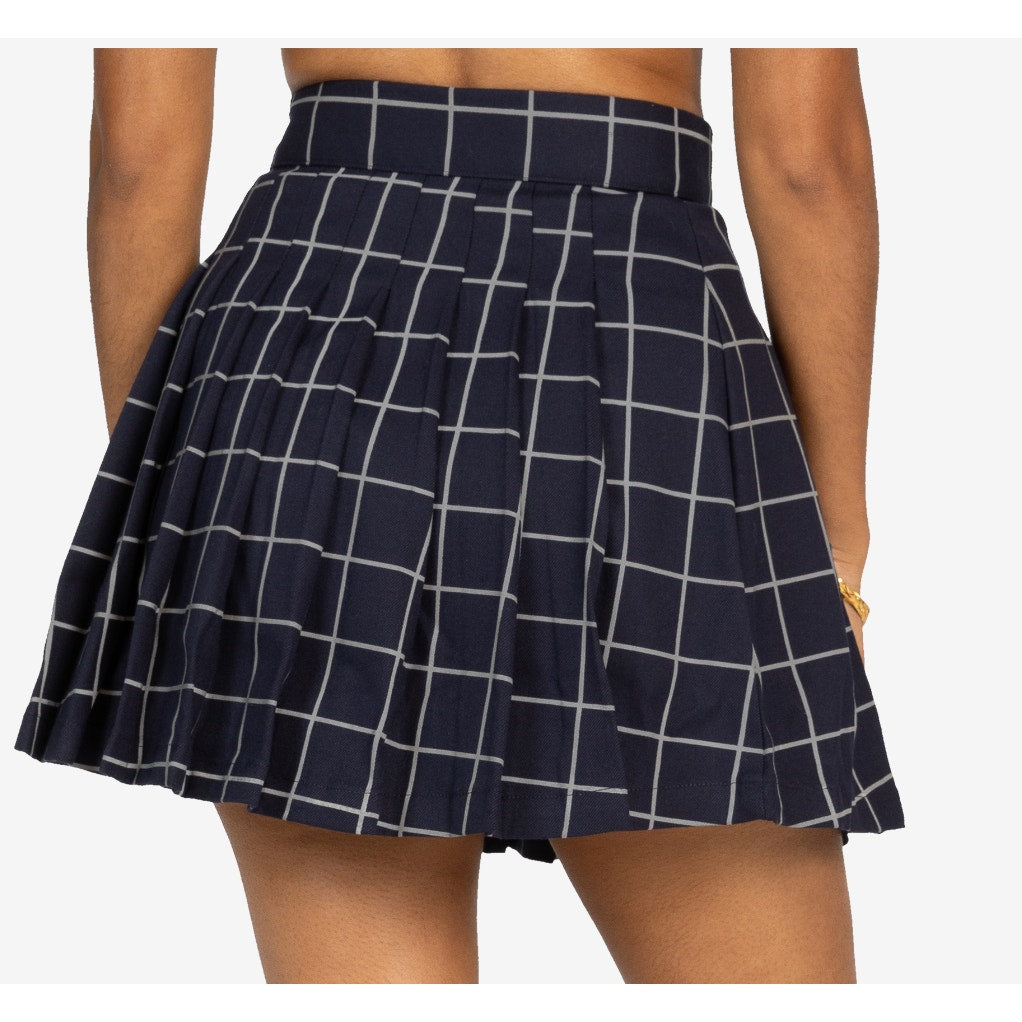 Reflective Blue Pleated Tennis Mini Skirt