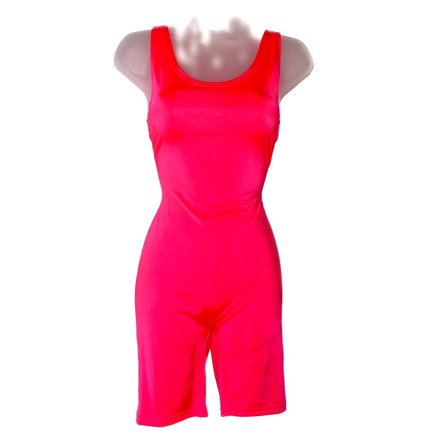 Medium Neon Pink Spandex Romper Unitard