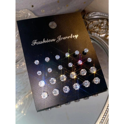 Round Cubic Zirconia Stud Silver Earrings