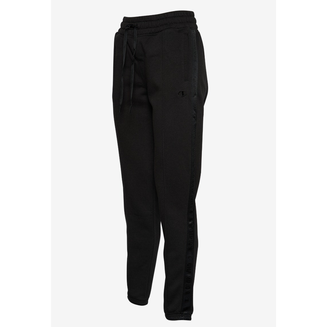 Small Black Champion Classic Fleece Joggers Tape Side Stripe Logo Pants