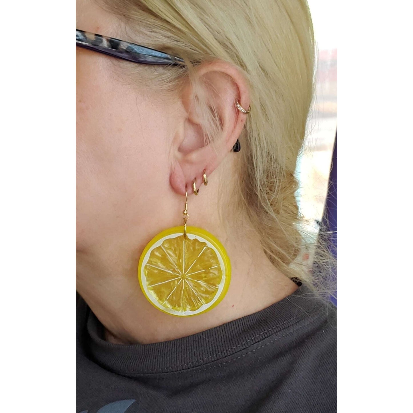 Lemon Fruit Citrus Slices Earrings