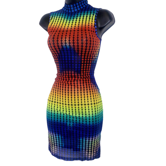 Mesh Rainbow Heatmap Mini Dress