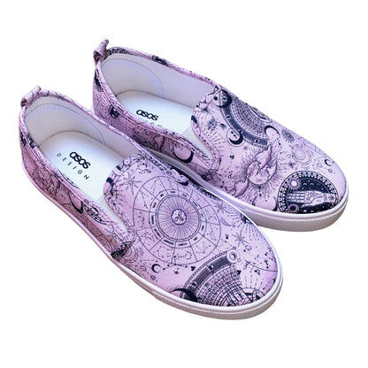 7 Wide 7W Purple Celestial Star Slip On Shoes