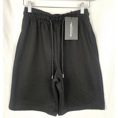 XS Oversized Black Drawstring Shorts