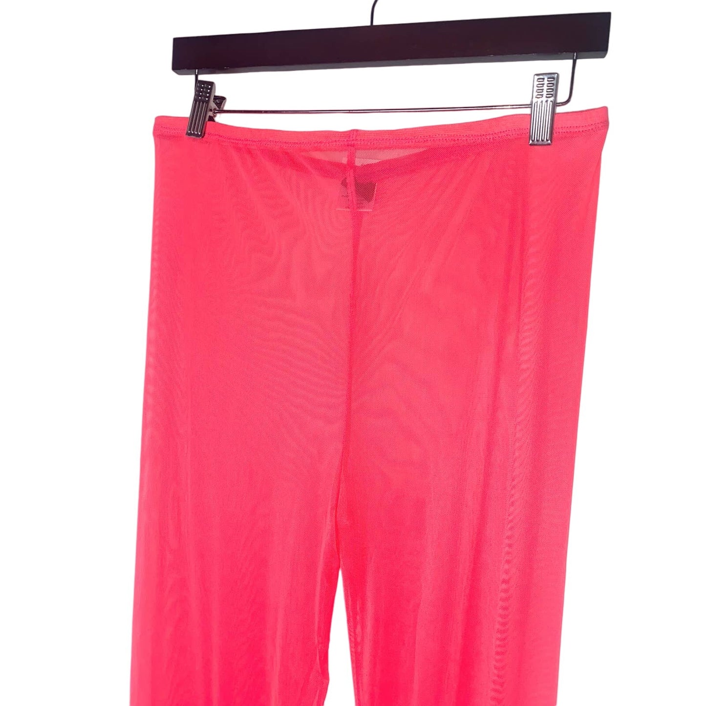 Small Neon Pink Mesh High Rise Flare Pants