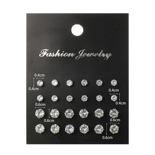 Round Cubic Zirconia Stud Silver Earrings